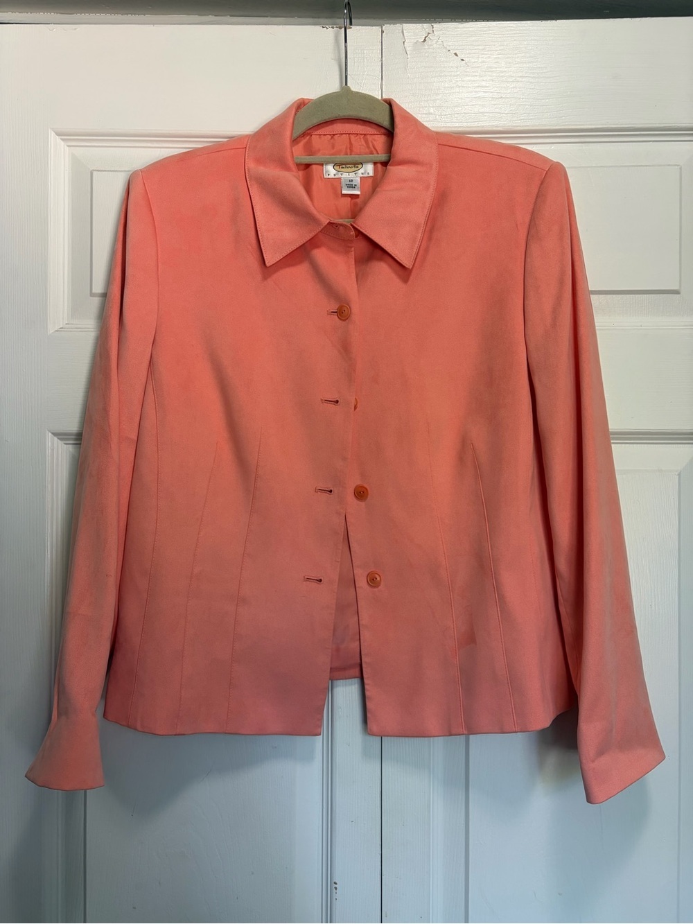 Talbots Coral Pink Tailored Button-Front Jacket vintage size 12